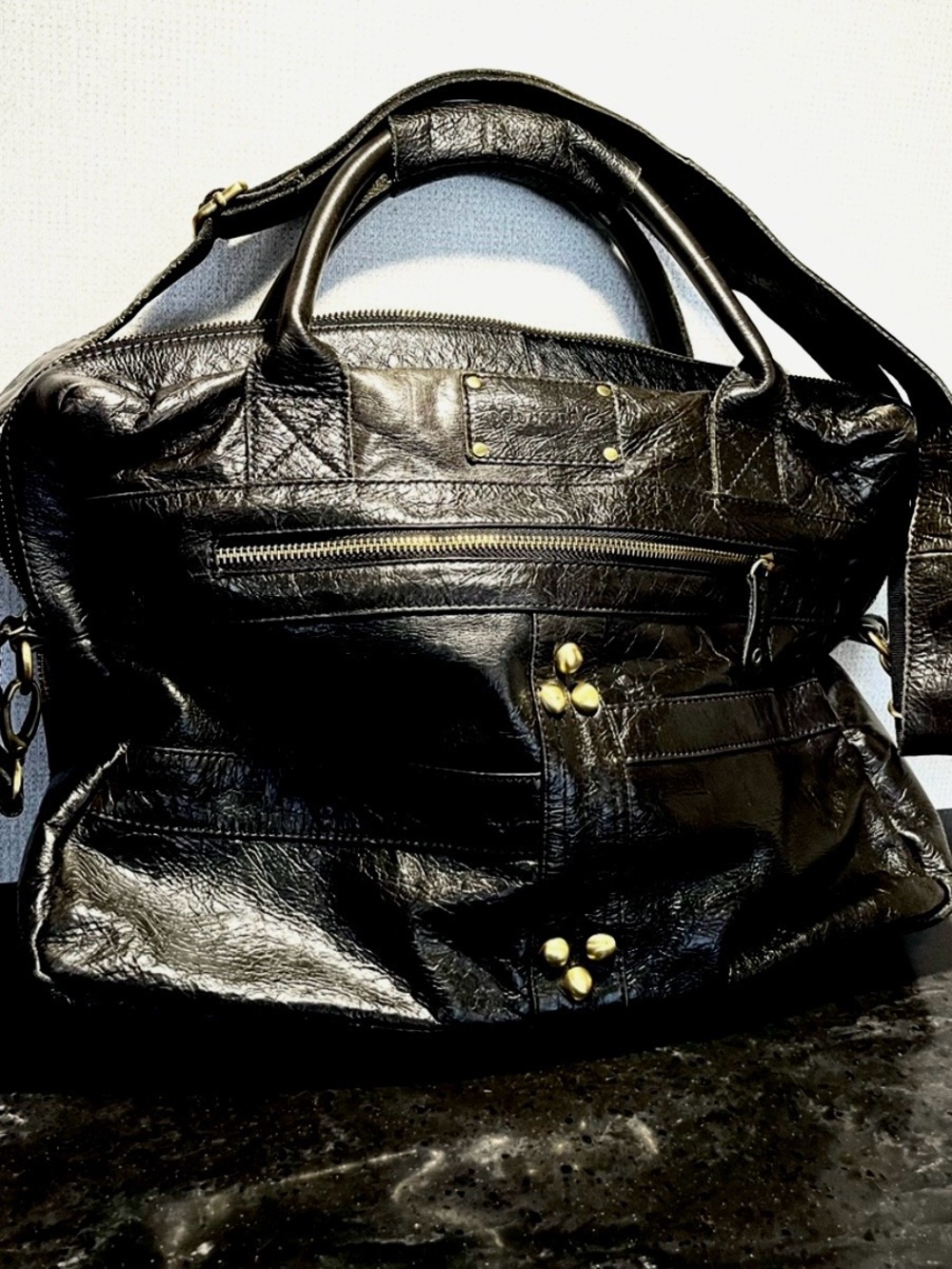 Leather Slouched Boston Overnight Bag